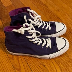 Converse high top Chuck Taylors in purple